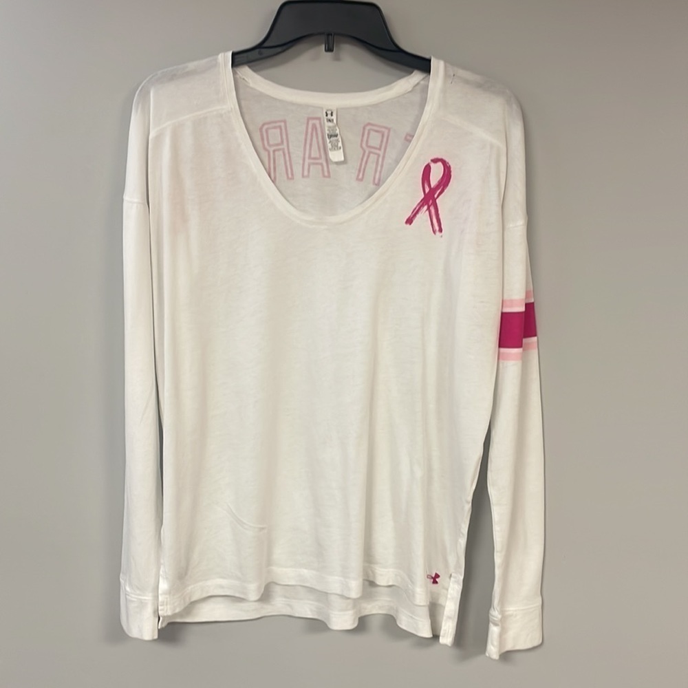 Under armor heat gear , SM/P (seems larger) Fight Breast Cancer T-shirt